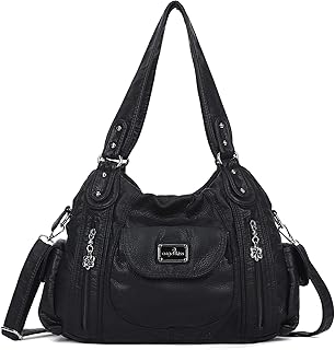 Angel Kiss Women Handbags Shoulder Bags Washed Leather Satchel Tote Bag Mutipocket Hobo Purse