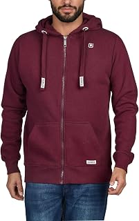 Riverso Noah Men's Hooded Jacket, Sweat Jacket, Sweatshirt, Hoodie, with Zip, Basic, Plain, Cotton, Grey, Brown, Green, Red, Blue, Black, S, M, L, XL, 2XL, 3XL, 4XL, 5XL