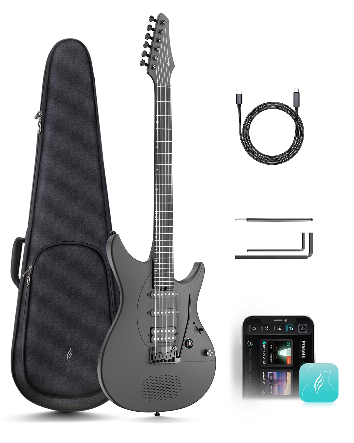 Enya Inspire Smart Electric Guitar, 39" Carbon Fiber, Built-in 15W Speaker | 32 
