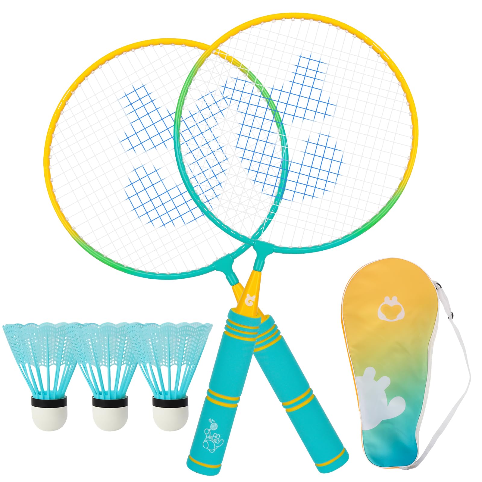 QKTYB Kids Badminton Set, 1 Pair Children Badminton Rackets Set of 2, Nylon Allo