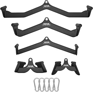 VEVOR LAT Pulldown Attachment, Cable Machine Rowing V-bar Attachment, Tricep Pull Down Bar, Back Strength Training Rubber Coated Handle Grip, Bicep Curl Tricep LAT Pulldown Bar for Home Gym Fitness