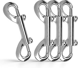 4 PCS Double Ended Snaps, Silver 3.5 Inch Zinc Alloy Trigger Metal Clip | Double Ended Snap Hooks for Pet Dog Leash, Water Bucket Hooks, Key Holder, Carabiner, Home, Farm, Other Indoor and Outdoor