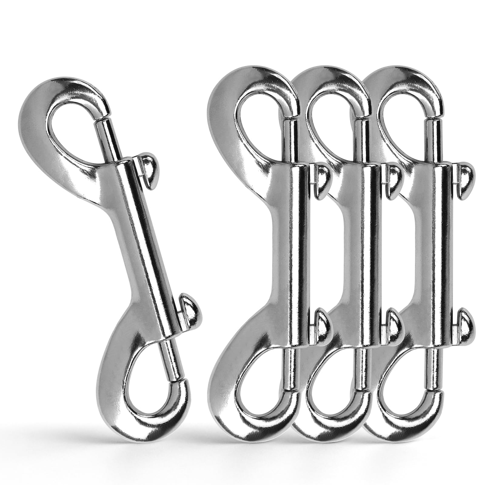 4 PCS Double Ended Snaps, Silver 3.5 Inch Zinc Alloy Trigger Metal Clip | Double
