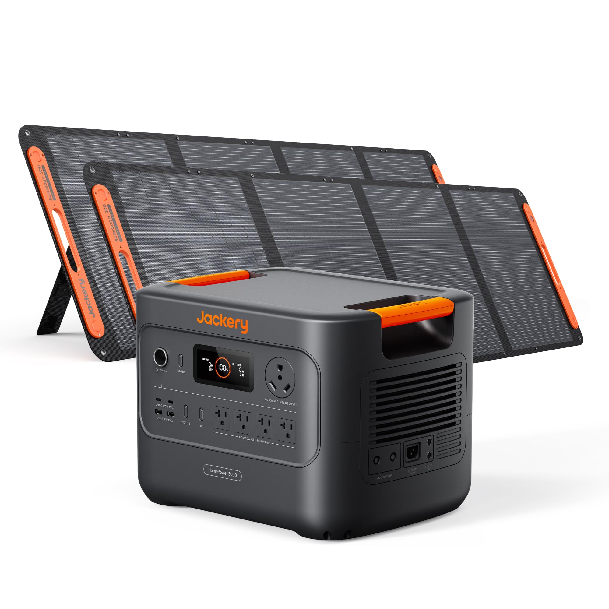 Jackery HomePower 3000 and 2x200W Solar Panels, 3072Wh, 3600W AC Output | 7200W 
