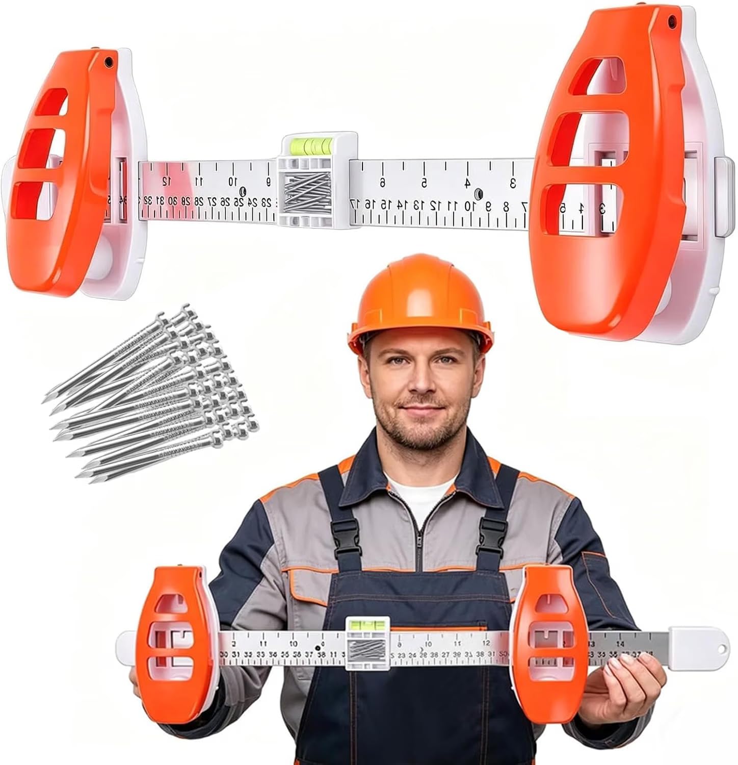 Level Ruler Picture Hanging Tool with Level & 50 Nails for Frames & Artwork | 3-
