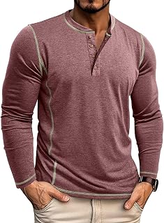 Aulemen Henley Men's Long Sleeve Soft Cotton Shirt