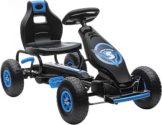 Aosom Kids Pedal Go Kart with Ergonomic Adjustable Seat Ages 5-12 Blue