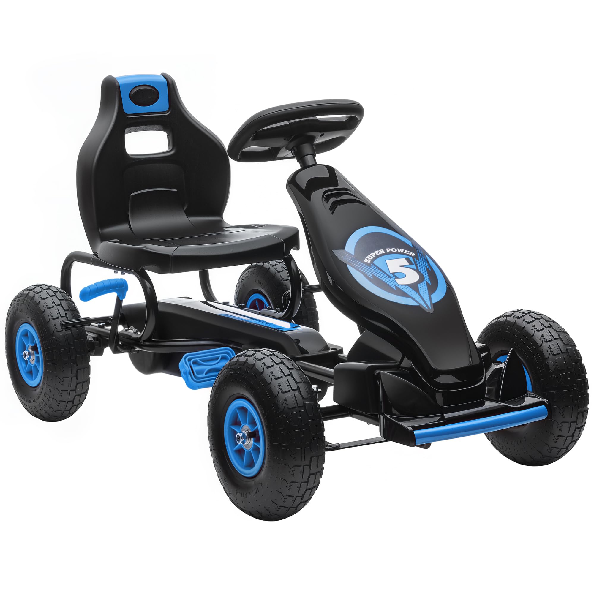 Aosom Kids Pedal Go Kart with Ergonomic Adjustable Seat Ages 5-12 Blue