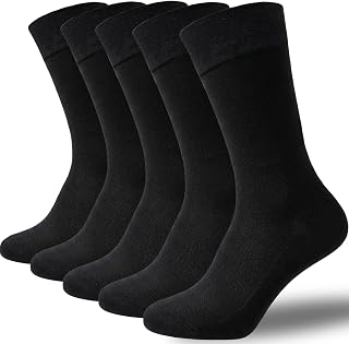 VoJoPi Mens Cotton Socks 5/10 Pairs, Breathable Crew Dress Socks