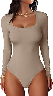 ANRABESS Body da donna con scollo rotondo a maniche lunghe Top 2025 Autunno Slim Fit Maglia a coste Sexy Soft Camicie di base Abiti alla moda