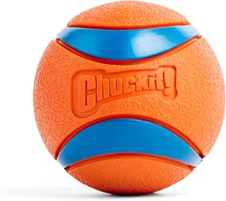 Chuckit! Ultra Ball Dog Fetch Toy, Large 3in, for 60-100lbs Dogs, Floats | Made from Durable Rubber, Super Bouncy and Floats in Water; Size Large, 3-In Diameter, for Dogs 60-100 lbs