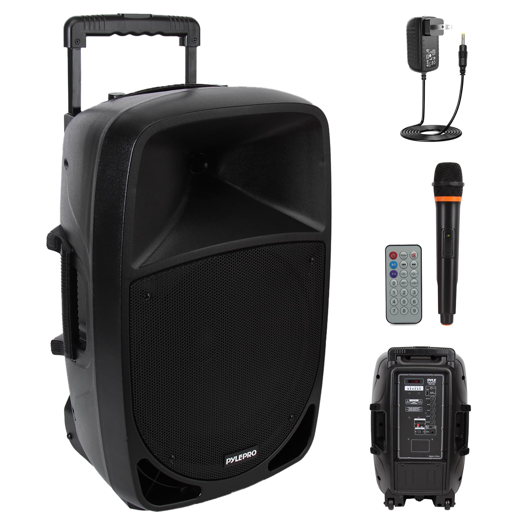 Pyle 1200W Portable Bluetooth PA Speaker - 12’’ Subwoofer, LED Battery Indicator