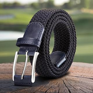 Mens Woven Elastic Fabric Belt 1 3/8 for Casual Golf Pants Shirts Jeans