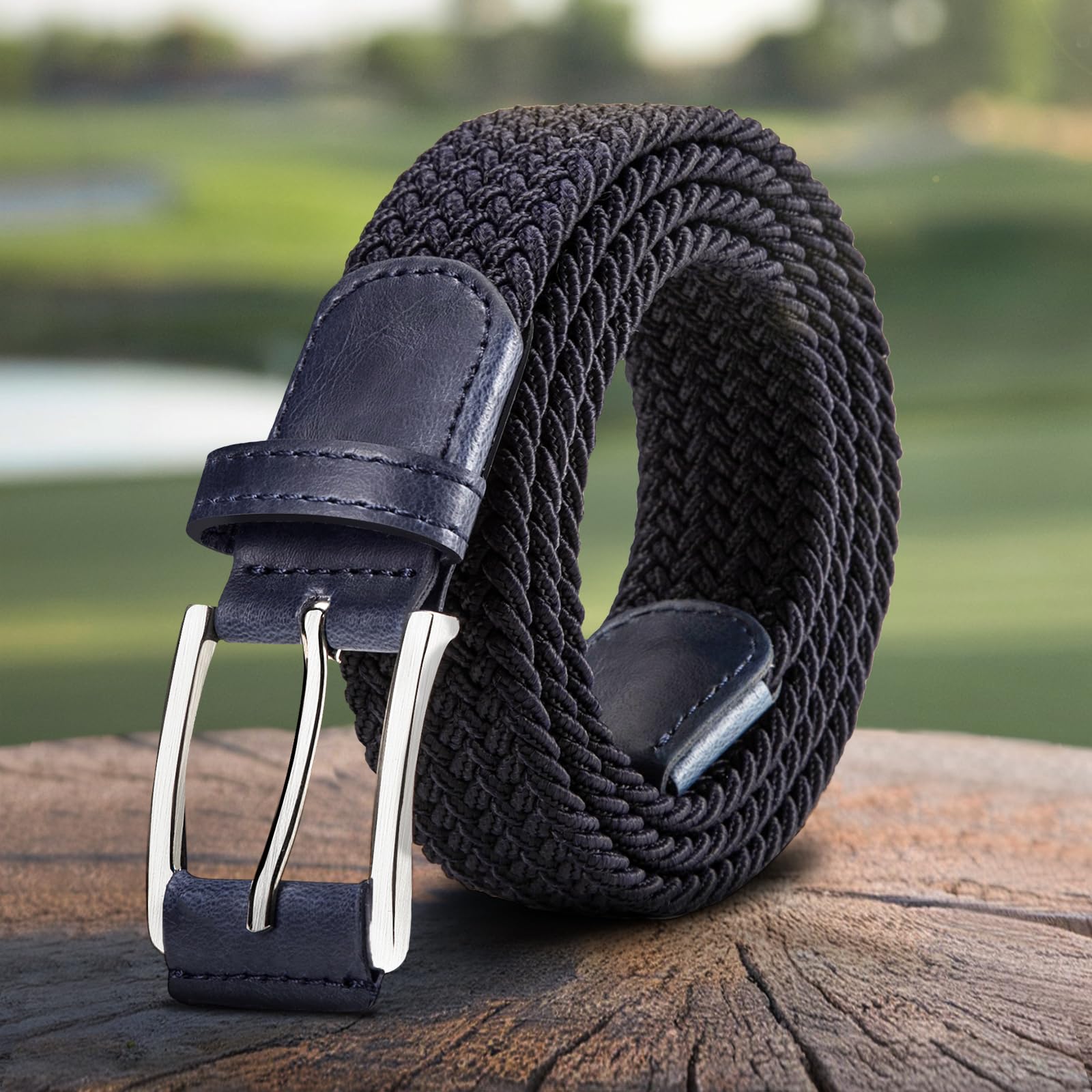 Mens Woven Elastic Fabric Belt 1 3/8 for Casual Golf Pants Shirts Jeans