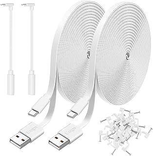 2 Pack 20FT Power Extension Cable Compatible with Wyze Cam v4/v3/OG,Wyze Cam Pan v3/v4,Blink,eufy,NestCam Indoor,Amazon Cloud Camera,USB A to USB C (White)