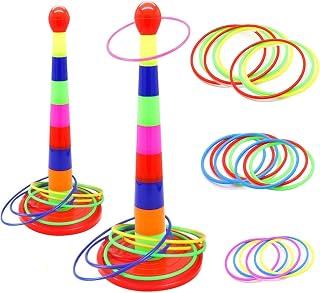 Manwetye 2 Color Columns +48Circles, Colorful Happy Circle Game,Children's Play Park, Christmas Party Birthday Party Gift. Suitable for Indoor and Outdoor Holiday Games Family Christmas Party Games