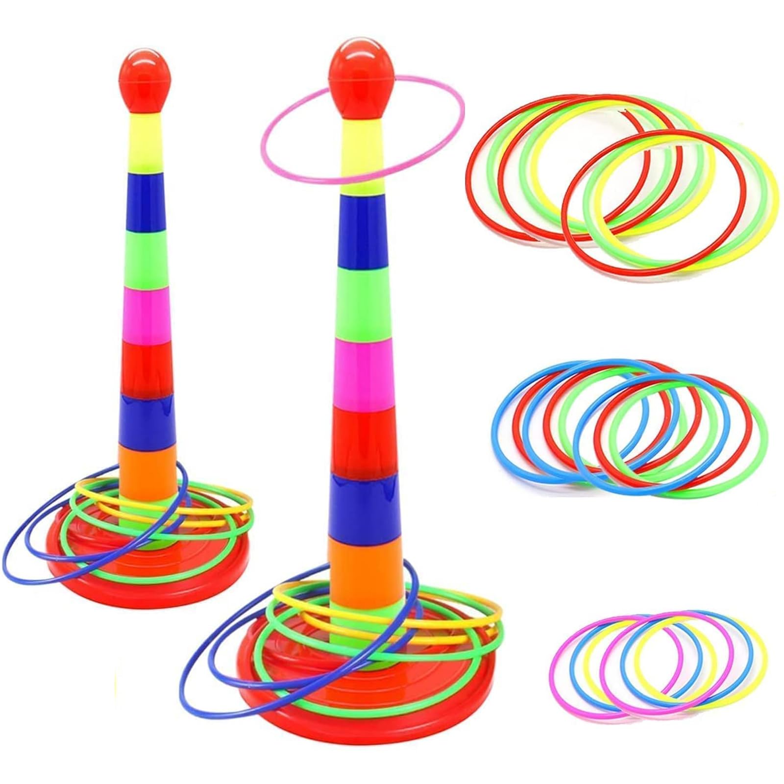 Manwetye 2 Color Columns +48Circles, Colorful Happy Circle Game,Children's Play 