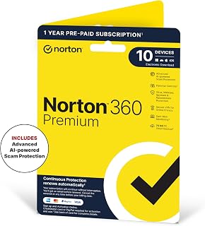 Norton 360 Premium 2026, Antivirus software for 10 Devices and 1-year subscription with automatic renewal, Includes Secure VPN and Password Manager, PC/Mac/iOS/Android, Activation Code by Post