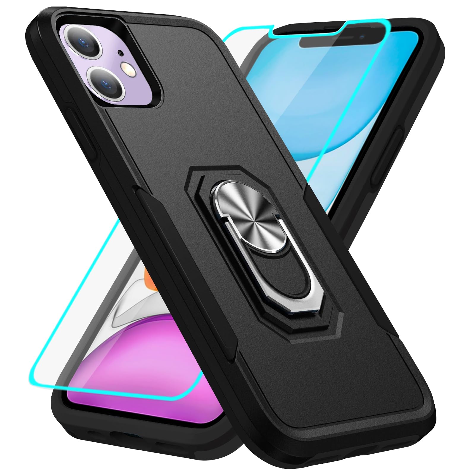 HNHYGETE for iPhone 11 Phone Case with Screen Protector: Shockproof Military-Gra