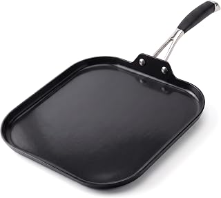 NutriChef 11-Inch Square Griddle Pan | Nonstick with Induction Base | 2-layer nonstick coating, riveted cast iron handle with silicone grip, induction compatible, PFOA and lead-free