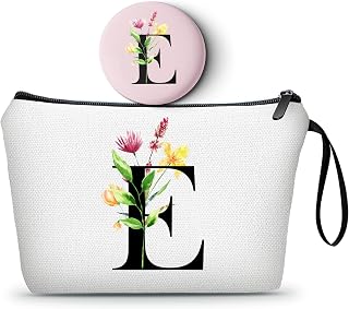 A-Z Personalized Gifts for Women, Initial Make Up Bag with Mirror, E