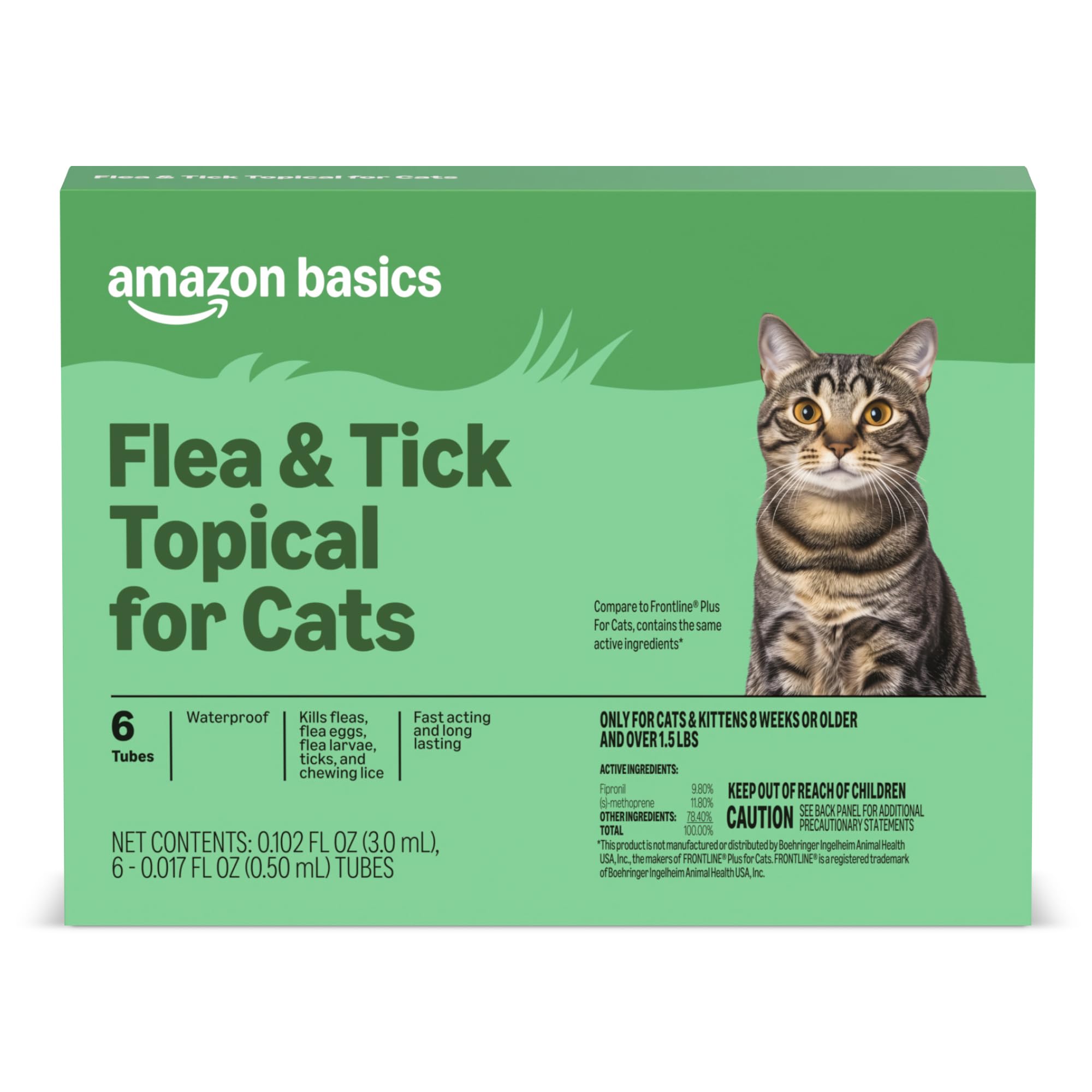 Amazon Basics Preventative Flea and Tick Topical Treatment for Cats (Over 1.5 lb