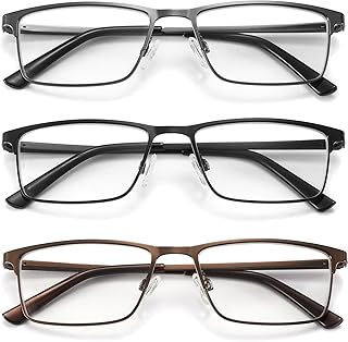 acavefox 3 Pack Blue Light Blocking Reading Glasses Men's Readers 1.0-4.0