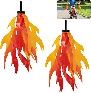 2/4/6Pcs Flame Kid Bicycle Streamers, 10" Flame Bike Tassels for Boys Girls | Cycling Safety Enhancement, Colorful Bike Handle Decoration Accessories for Bicycle Handlebar Scooter Grips, Universial Size