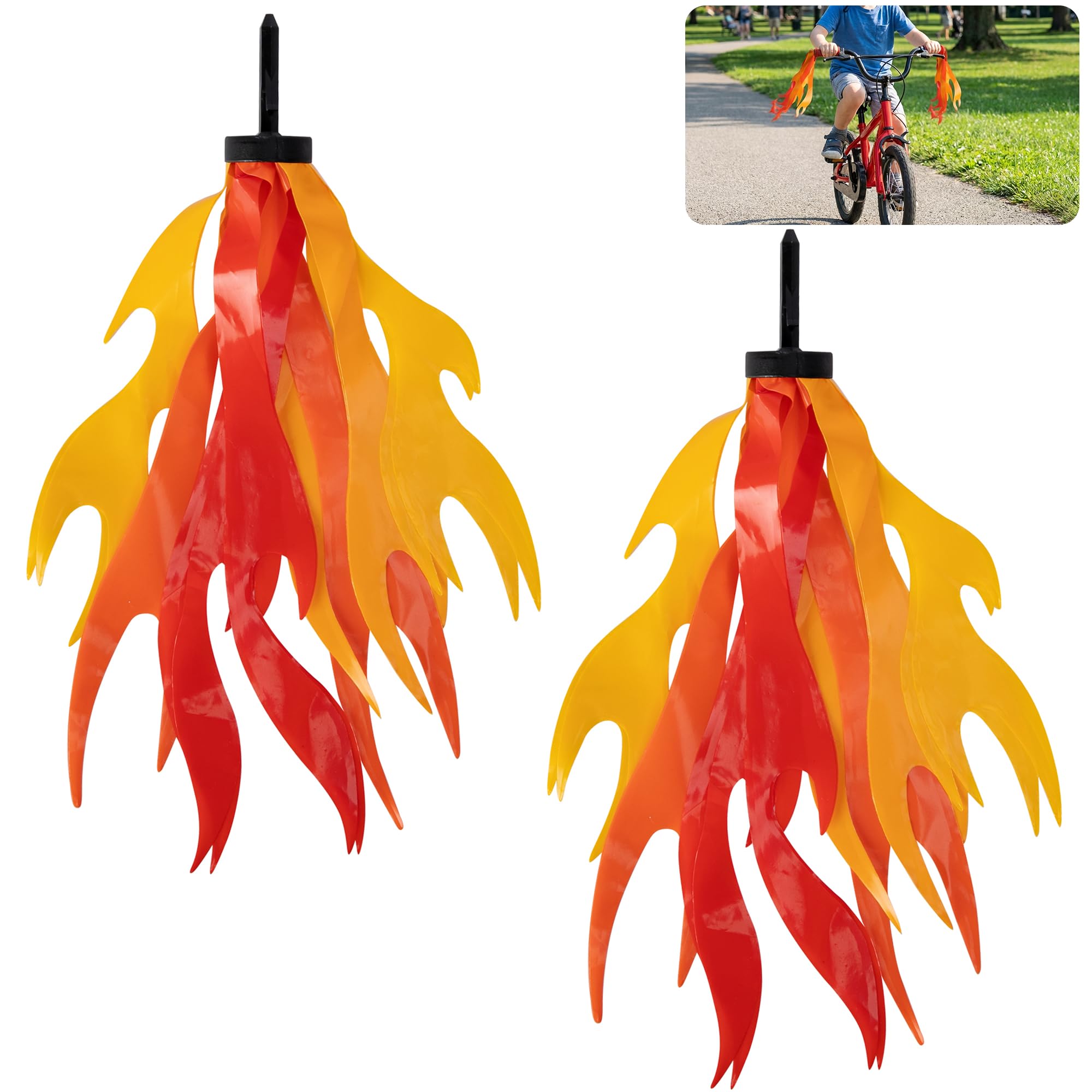 2/4/6Pcs Flame Kid Bicycle Streamers, 10" Flame Bike Tassels for Boys Girls | Cy