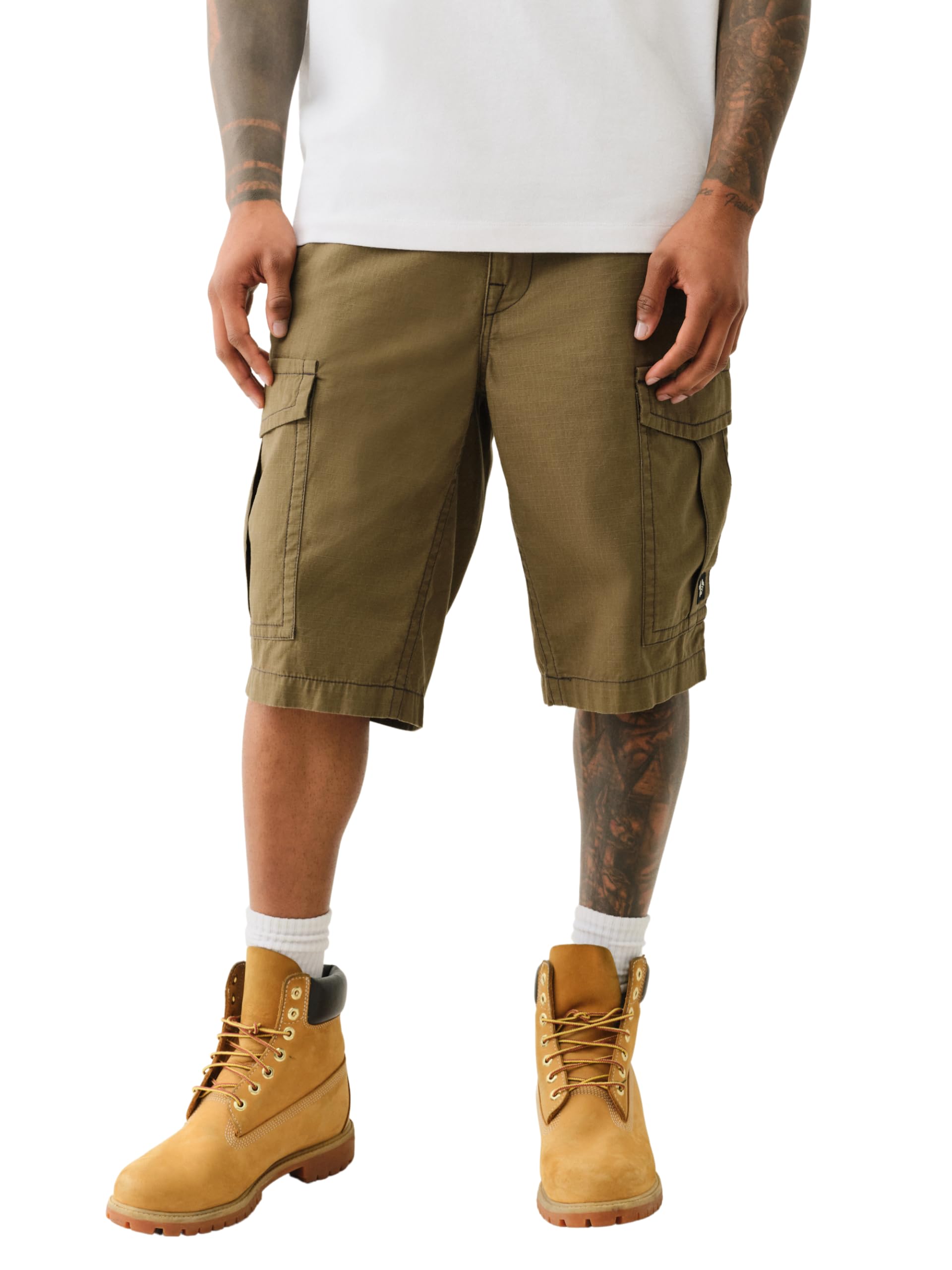 True Religion Men's Loose Fit Cargo Shorts | Cargo Shorts with Flap Pockets