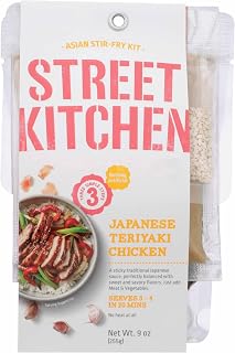 Street Kitchen Japanese Teriyaki Chicken Scratch Kit (1 Pack) 9 oz, Includes Teriyaki Sauce, Ginger Sauce, and Sesame Seeds, Easy Authentic Meal in Under 20 Minutes, Serves Four