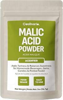 Coolinario Malic Acid Food Grade Powder (2 OZ) Sour Powder | Flavor Enhancer for Beverages, Jams, Candy & Pickled Foods, Adds Tartness & Balances Sweetness