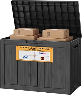 Bifanuo Package Delivery Box for Outside, 50 Gallon Parcel Drop Box | Waterproof Lockable Resin Package Box for Porch, Garage, Patio, Backyard & Home, Black