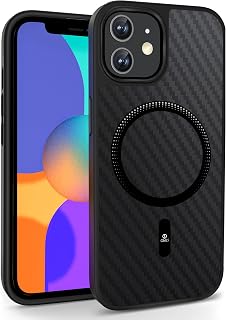 ONES Carbon Fiber Case for iPhone 12/12 Pro with Magnetic Ring [6.1 Inch] | Compatible with MagSafe | Anti-Fingerprint Texture| Ultra Lightweight and Ultra-Thin |Military Anti-Drop Protection