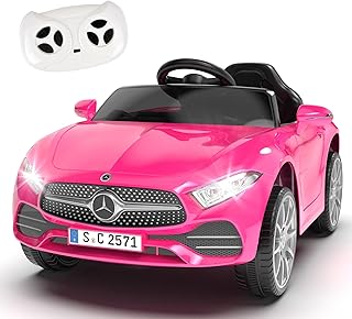 Fillfulfun Licensed Mercedes-Benz CLS 350 12V Ride On Car Truck for Kids | Ride on Toys for Toddlers w/Parent Control, Spring Suspension, Power Wheels for Girls w/Bluetooth, Music, LED Lights (Pink)