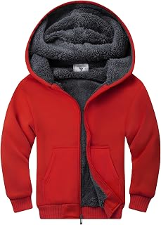 ZITY Boys Zip Up Hoodie Fleece Jacket Kids Sherpa Lined Sweatshirts Outerwear Unisex Warm Winter Coat 6-15 Years Old