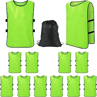 12 Pack Scrimmage Training Vests, Team Practice Pinnies with Carry Bag for Soccer Basketball Football Volleyball Hockey