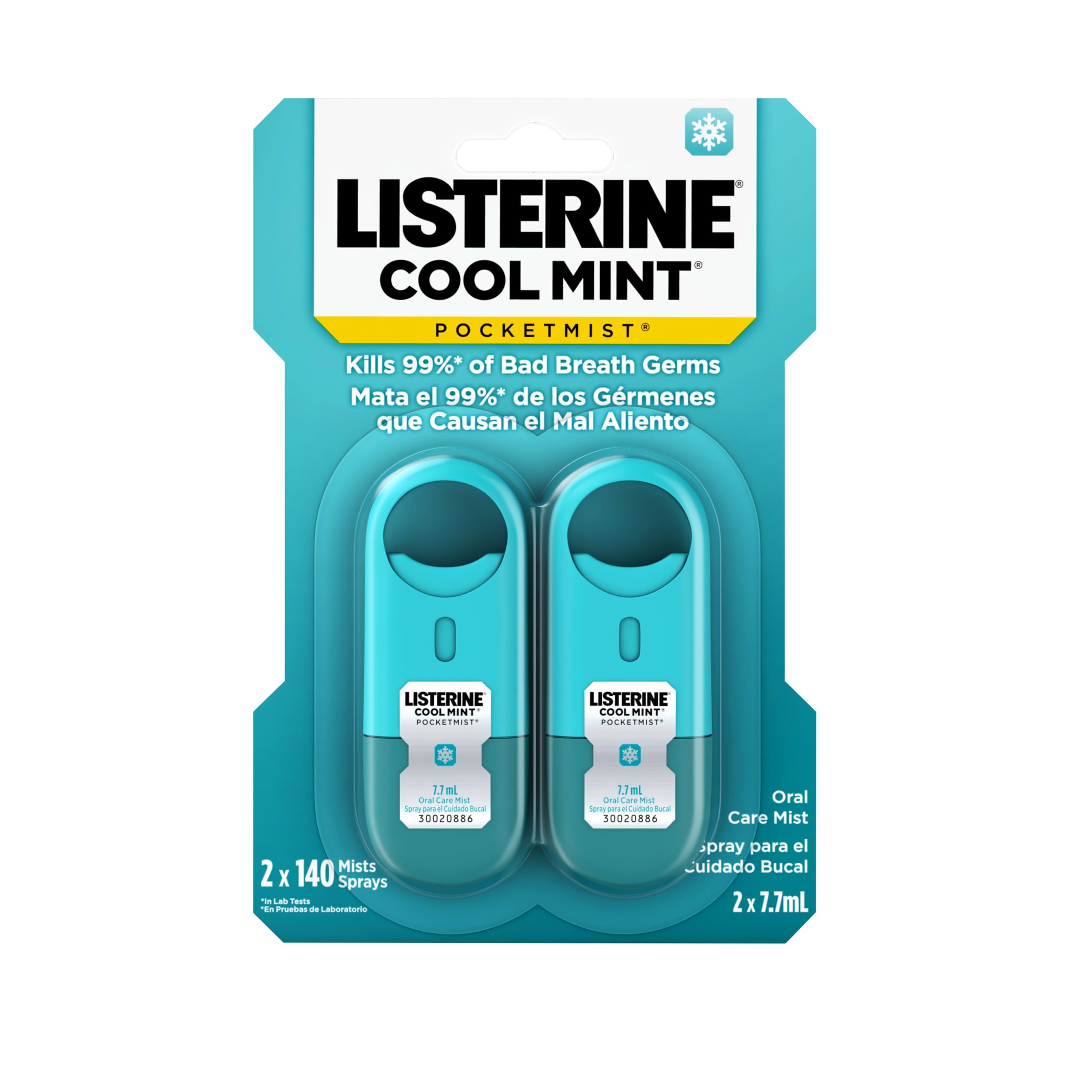 Listerine Pocketmist Oral Care Mist, Cool Mint, 0.26 fl. oz/7.7 mL x 2 | Instant