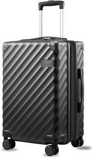 LUGGEX 20 Inch Carry On Luggage 22x14x9 Airline Approved, Charcoal Metallic | Carry On Suitcase, Expandable, 100% PC Hard Shell, 8 Spinner Wheels, TSA Lock, 40L-44L, KVC, EX-Core