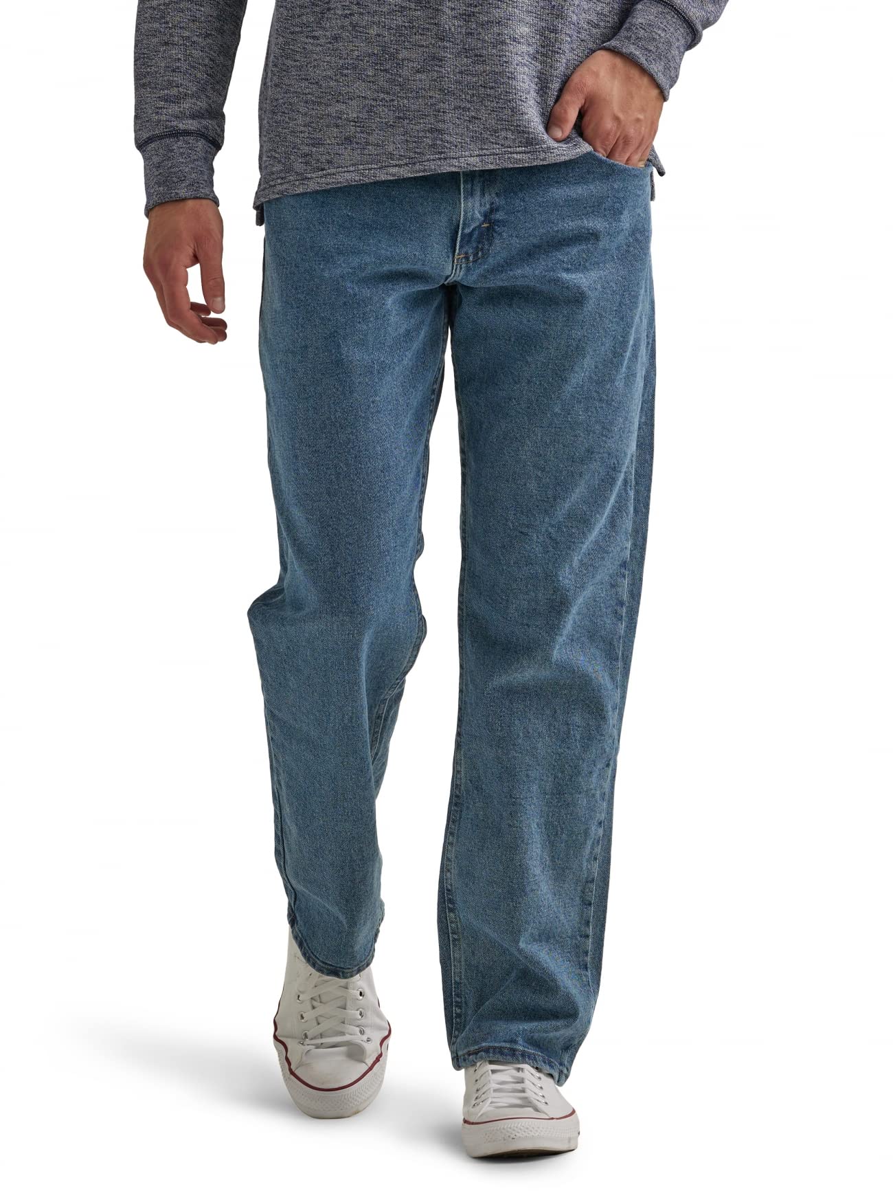 Wrangler Authentics Men's Classic 5-Pocket Relaxed Fit Jean, Vintage Blue Grey F