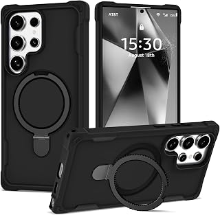 Designed for Samsung Galaxy S24 Ultra Case 6.8'' with Magnetic Ring Stand [Military Drop Protection][Compatible with MagSafe] Shockproof S24 Ultra Phone Case for Men Wowen,Black