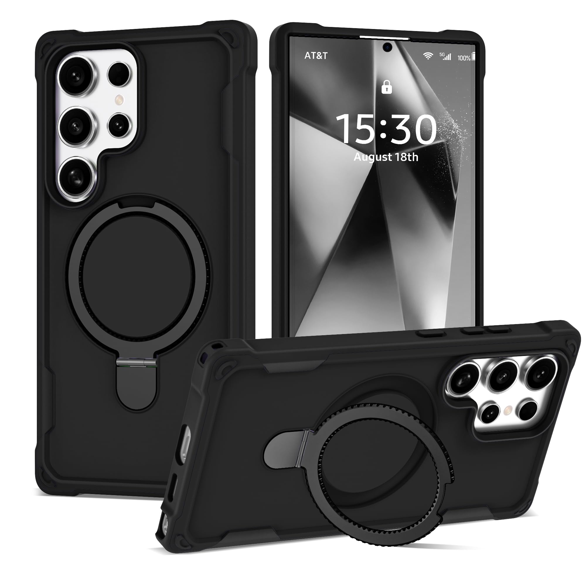 Designed for Samsung Galaxy S24 Ultra Case 6.8'' with Magnetic Ring Stand [Milit