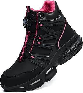 KOIFISH Safety Boots Men Women Waterproof Safety Shoes Safety Boots High Work Boots Air Cushion Lightweight Work Shoes Steel Toe 3-12