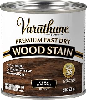 Varathane Premium Fast Dry Dark Walnut Wood Stain | Oil-Based, 1 Coat Color, 1 Hour Dry Time, Interior Wood Stain, Furniture, Cabinets, Doors, Covers Up to 70 Sq Ft, Half Pint
