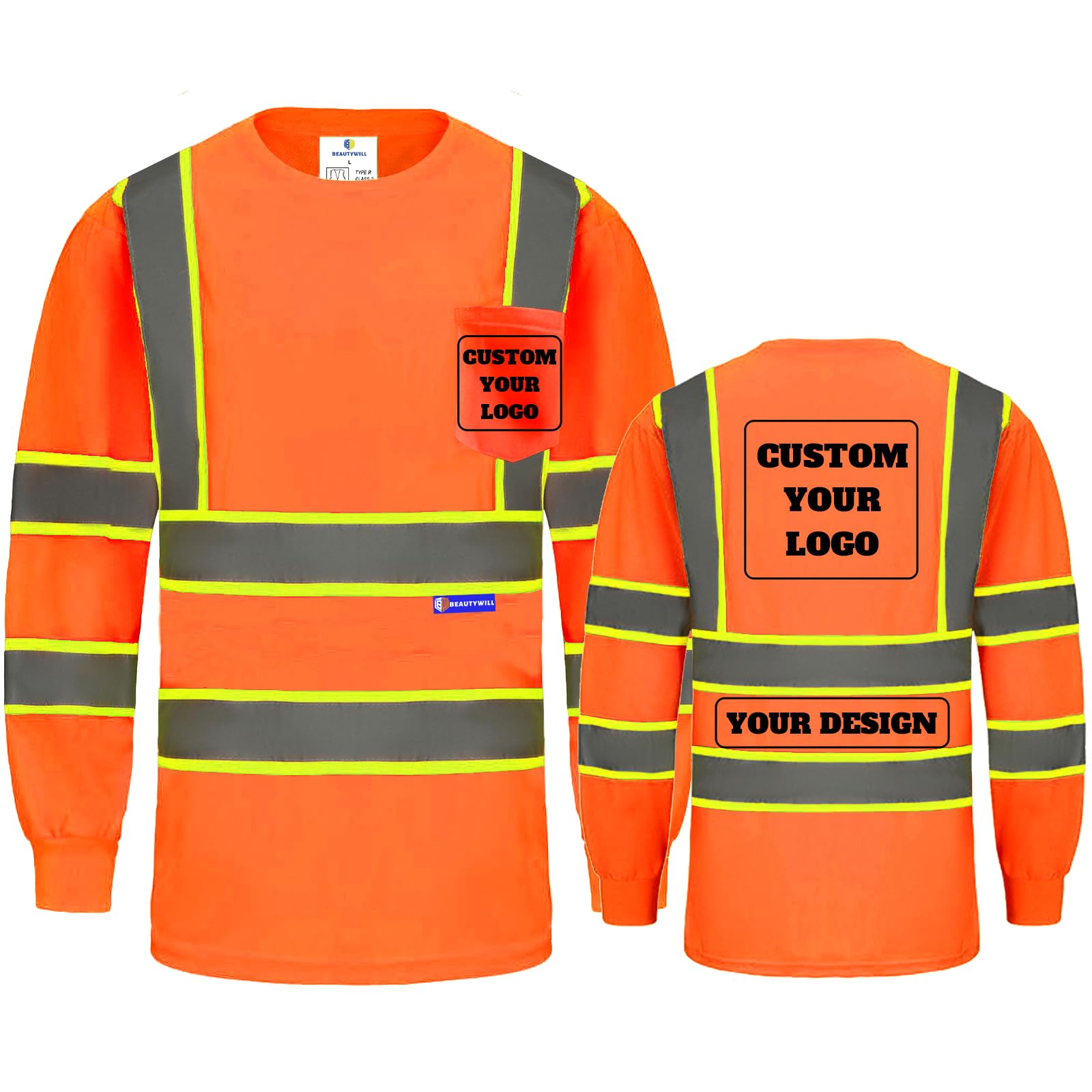 Custom safety Shirts Class 3 Hi Vis Reflective T-Shirt with logo Safety Work Shi