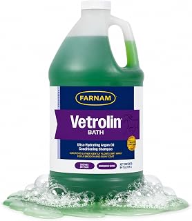 Farnam Vetrolin Bath Ulta-Hydrating Argan Oil Shampoo with Sunscreen, 64 oz | Enhances Shine, Soothes Dry Skin, for Horses and Dogs,Conditioners and PABA sunscreen protect skin and hair