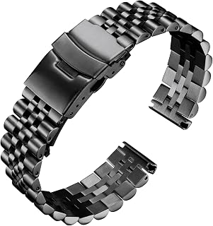 BINLUN Stainless Steel Watch Strap Replacement Metal Watch Bracelet 18mm 20mm 22mm 24mm 26mm Smart Watch Band for Men Women in Silver, Gold, Black, Rose Gold, Two Toned