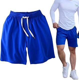 Men's Sports Shorts with Pockets and Elastic Waist, Quick Dry Lightweight Running Workout Gym Shorts