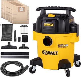 DEWALT Stealthsonic Shop Vac 5 Gallon 4 Peak HP Shop Vacuum Wet and Dry | Ultra-Quiet Vacuum Cleaner with Complete Accessory Kit and 6 Dust Bages, Ideal for Home, Jobsite, Workshop&Garage, DXV05P-QTA