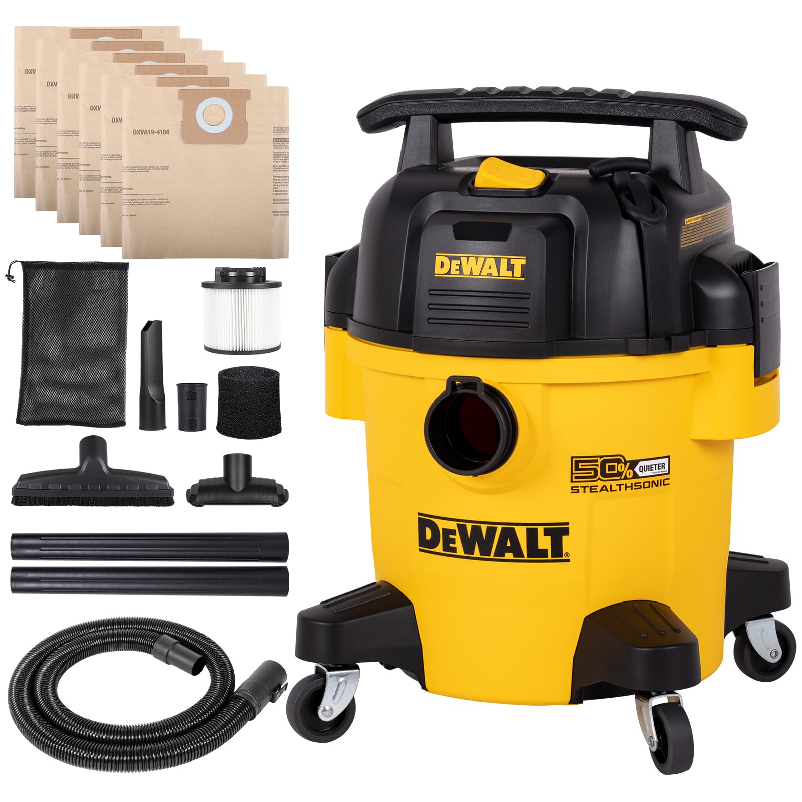 DEWALT Stealthsonic Shop Vac 5 Gallon 4 Peak HP Shop Vacuum Wet and Dry | Ultra-